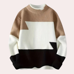 Preston - Colour Block Crew Jumper — Khaki