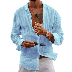 Louis - Crinkle Linen Shirt — Blue