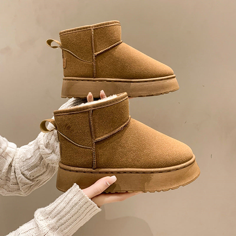Stephanie - Chunky Sheepskin Slip on Boots — Brown