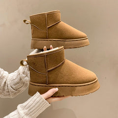 Stephanie - Chunky Sheepskin Slip on Boots — Brown