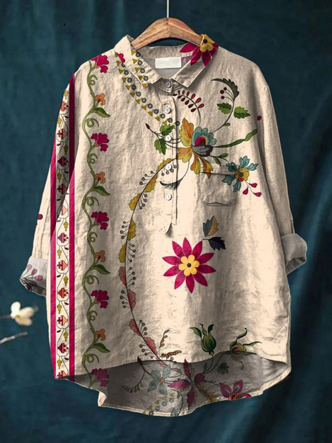 Mackenzie - Washed Floral Print Shirt — Multicoloured