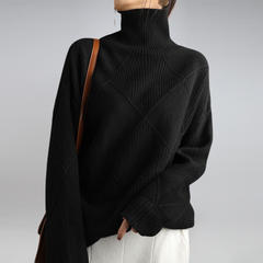 Veronica - Oversized Turtleneck Knit — Black
