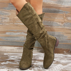 Zoe - Suede Slouch Knee High Boots
