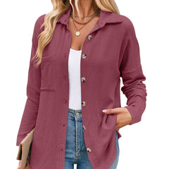 Aria - Textured Button Shirt — Wine red