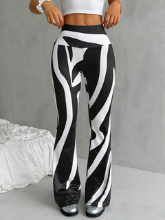 Trudy - Zebra Print Flare Trousers