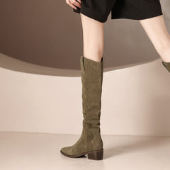 Zoe - Suede Slouch Knee High Boots