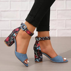 Celia - Block Heel with Print Detail