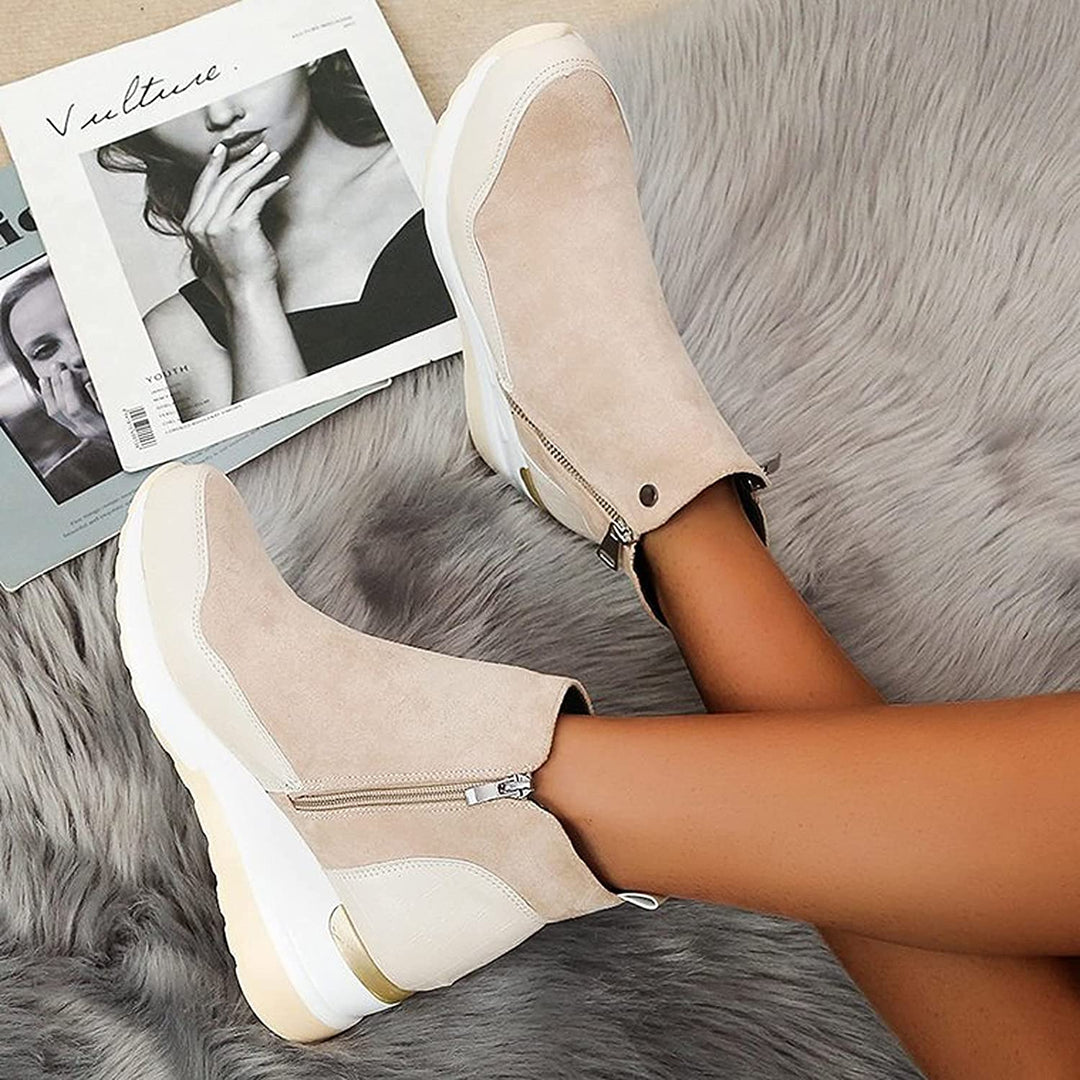 Georgie - Croc Panel Wedge Boots