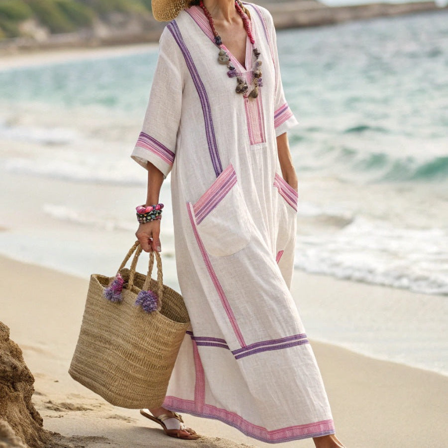 Tulla - Orchid Stripe Maxi Kaftan