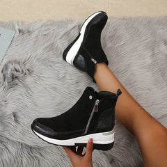 Georgie - Croc Panel Wedge Boots