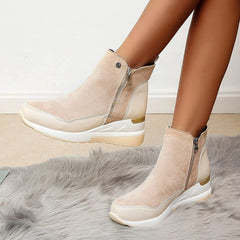 Georgie - Croc Panel Wedge Boots