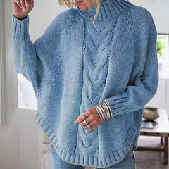 Evie - Cable Knit Oversized Jumper — Blue