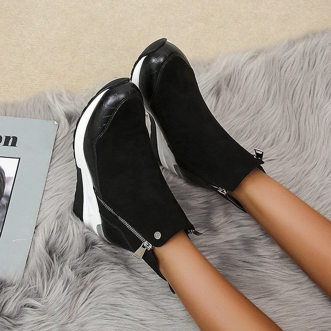 Georgie - Croc Panel Wedge Boots