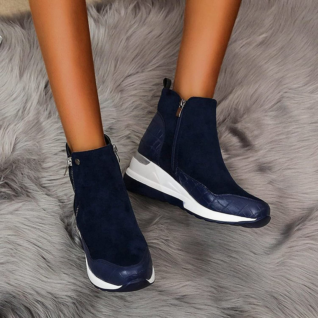 Georgie - Croc Panel Wedge Boots