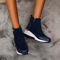 Georgie - Croc Panel Wedge Boots