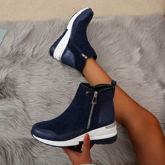 Georgie - Croc Panel Wedge Boots