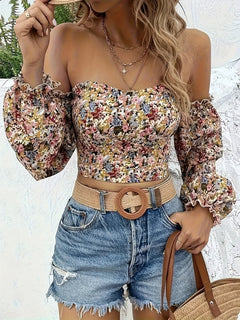 Dominique - Floral Smocked Bardot Top