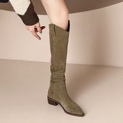 Zoe - Suede Slouch Knee High Boots