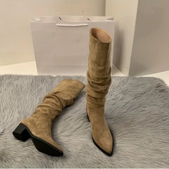 Daphne - Slouch Pointed Knee Boots