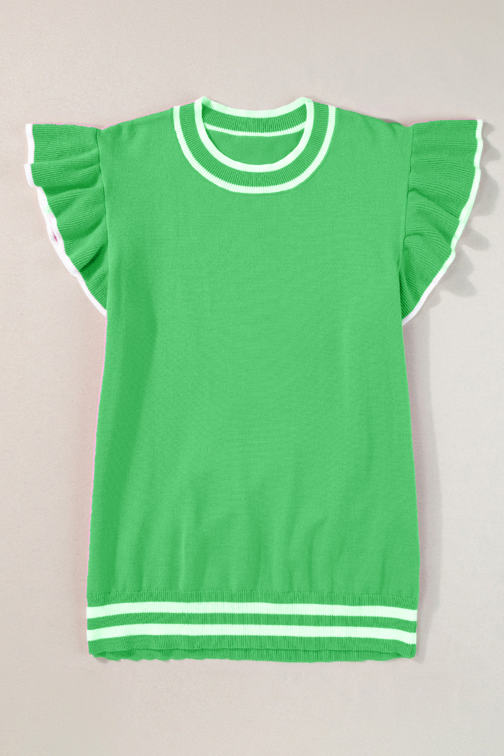 Wilhelmina - Knit Top with Contrast Trim — Green
