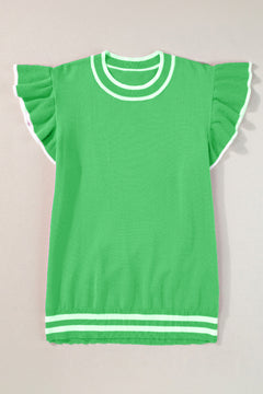 Wilhelmina - Knit Top with Contrast Trim — Green