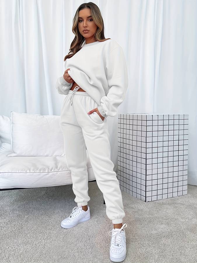 Clementine - Cotton Sweat and Jogger Set — White