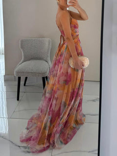 Aurelie - Painted Floral Tulle Maxi Dress