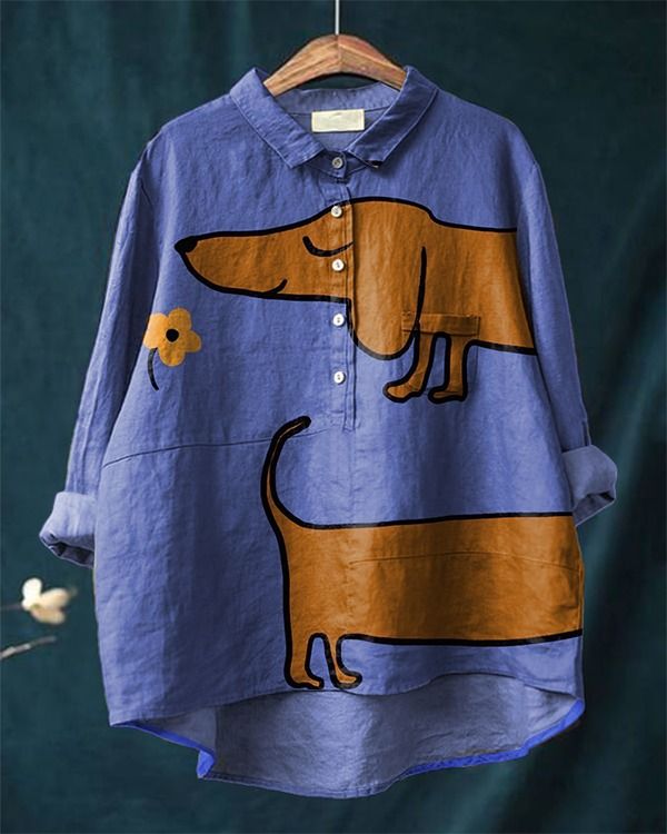 Petra - Dachshund Art Print Blouse | Willa Melbourne