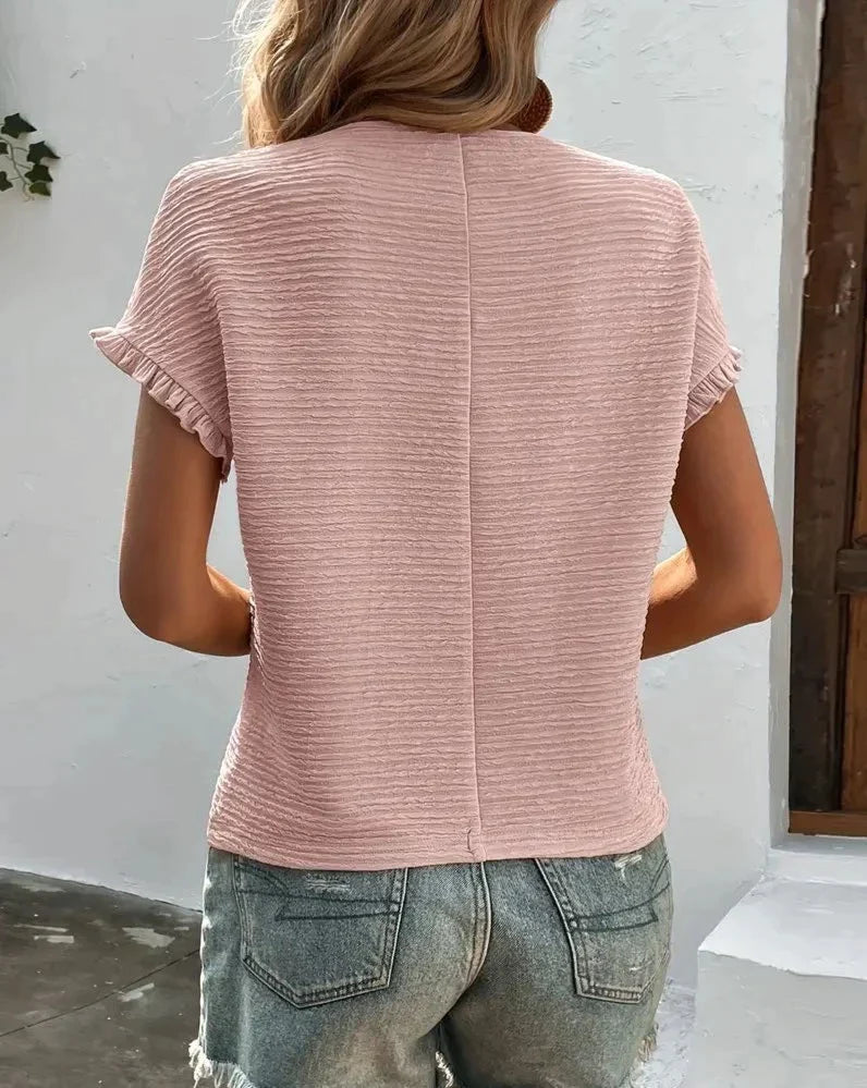 Rochelle - Textured Round Neck Tee