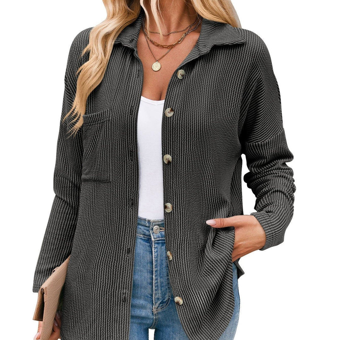 Aria - Textured Button Shirt — Grey