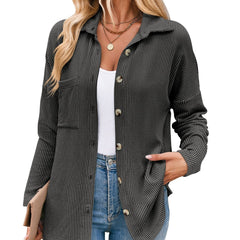 Aria - Textured Button Shirt — Grey