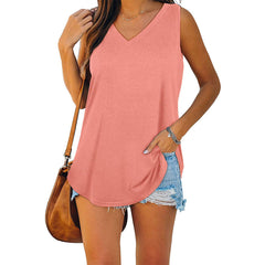 Susannah - V Neck Jersey Tank — Pink