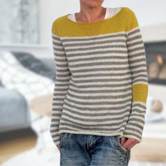 Gloria - Jumper with Contrast Stripe — Yellow stripes