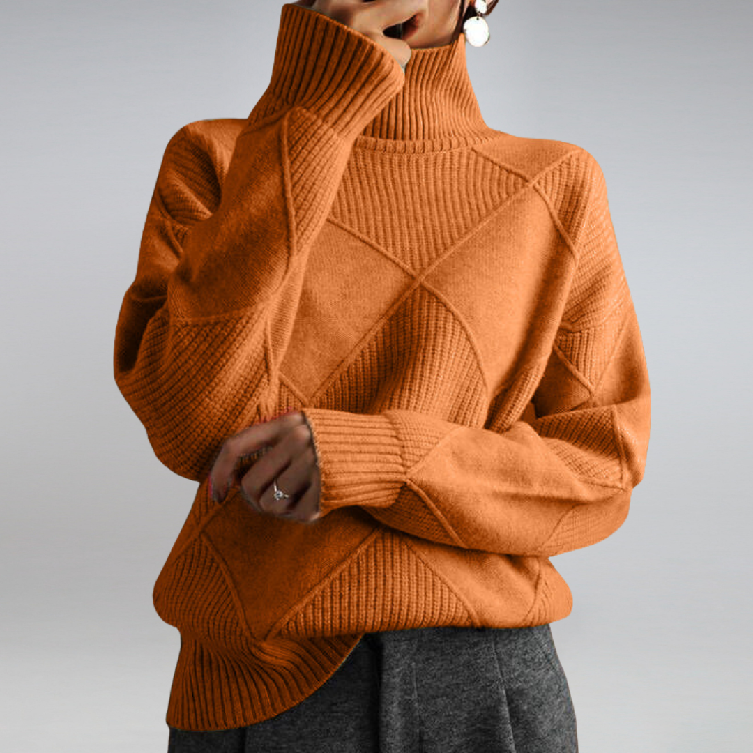 Veronica - Oversized Turtleneck Knit — Orange