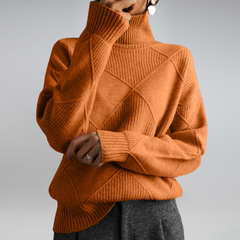 Veronica - Oversized Turtleneck Knit — Orange
