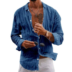 Louis - Crinkle Linen Shirt — Marine