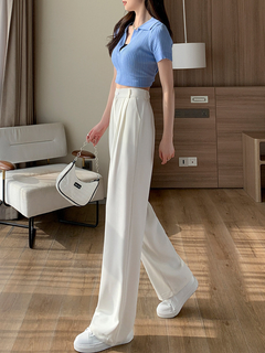 Genevieve - Straight Wide Leg Trousers — White