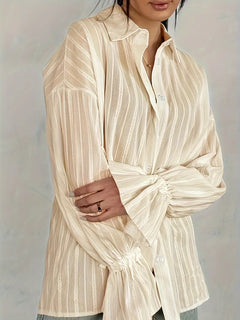 Delilah - Striped Oversized Shirt — Apricot