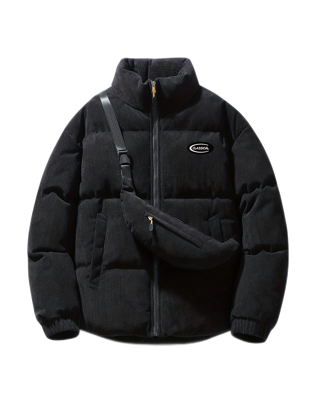 Nicholas - Padded Jacket with Stand Collar — Black