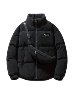 Nicholas - Padded Jacket with Stand Collar — Black