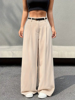 Bernadette - Wide Leg Trousers with Belt — Khaki