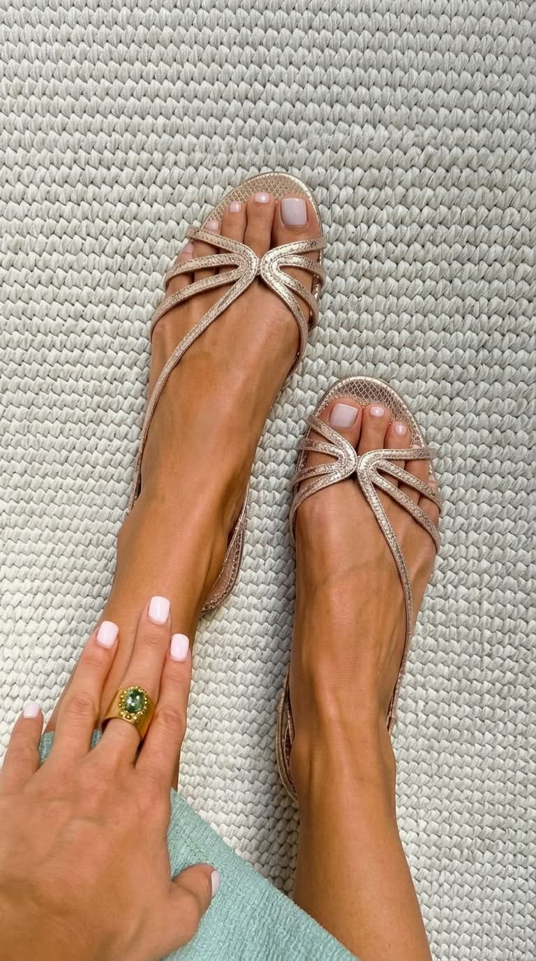 Francesca - Knot Front Flat Sandals — Beige