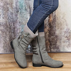 Delaney - Mid Boots with Knit Cuff — Grey