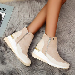 Georgie - Croc Panel Wedge Boots