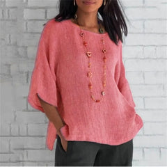 Adrienne - Oversized Linen Top — Pink