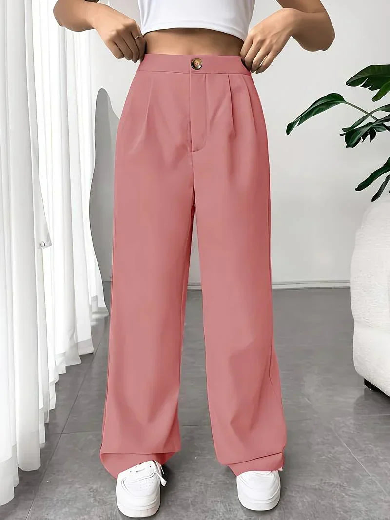 Dominique - High Waist Wide Leg Pants — Pink