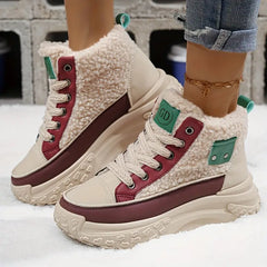Margaret - Shearling High Top Sneakers — Burgundy red