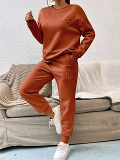 Josephine - Knit Jumper and Jogger Set — Brown