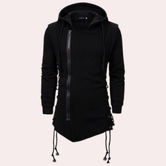 Finlay - Asymmetric Zip Hoodie — Black
