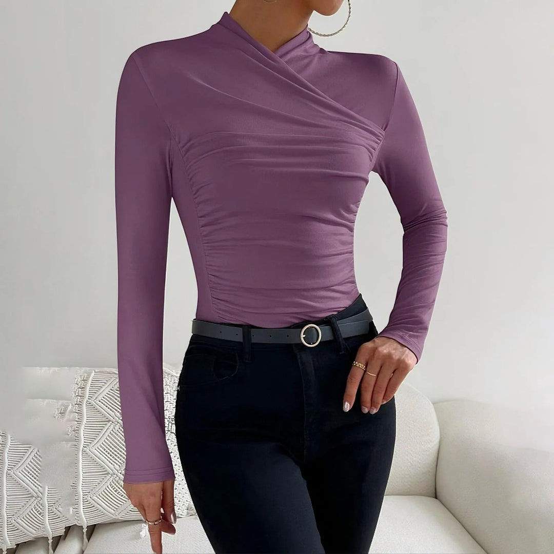 Veronica - Crossover Ruched Top — Purple